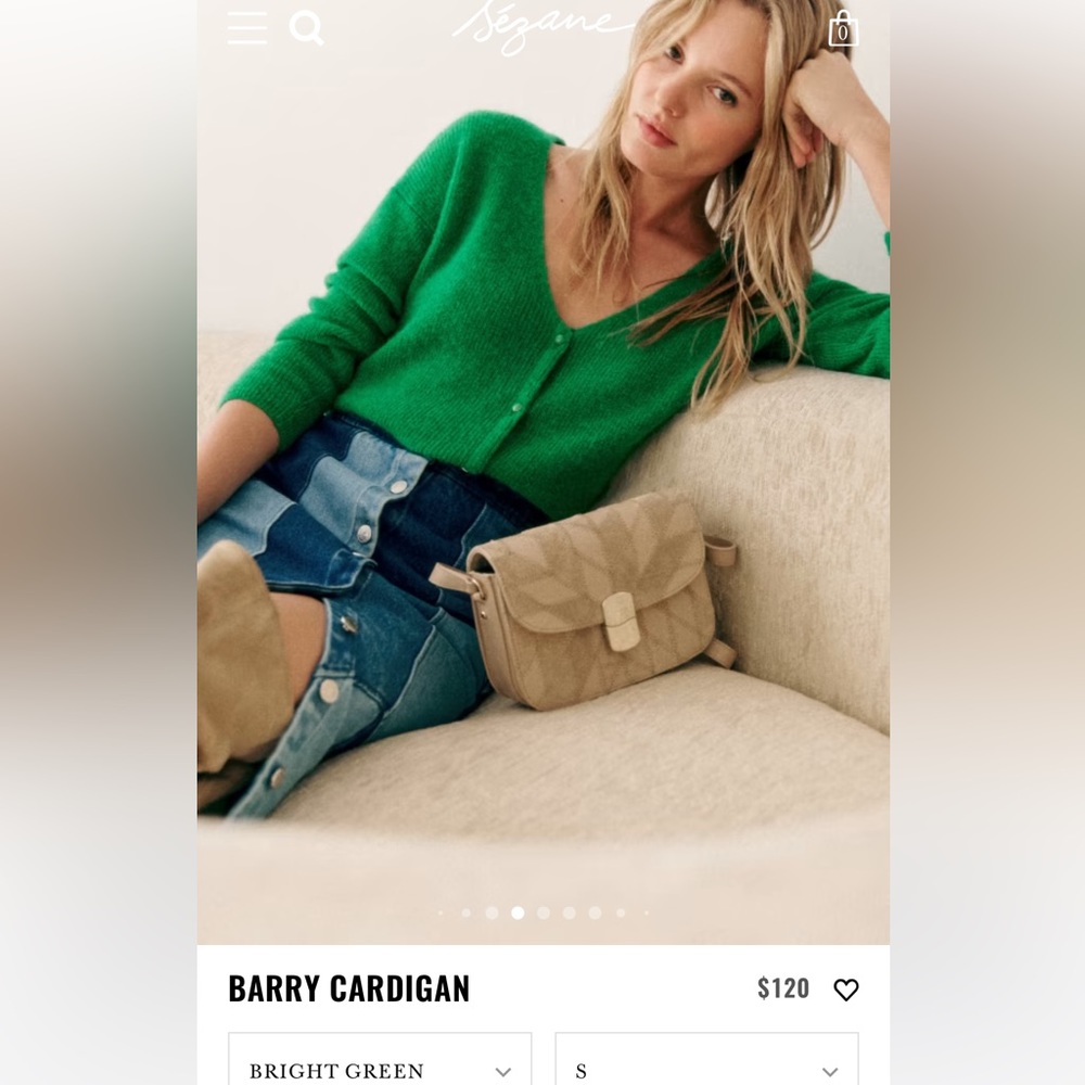 NWOT Sézane Barry cardigan, green, S (US4-6)